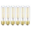 Dimmable T10 Edison Led Tubular Bulb 3000K Soft White,6W Vintage Led Filament Tube Bulb (60W Equivalent) 600lm, E26 Base Lamp Bulb for Display Cabinet Showcase Piano. (6-Pack.)