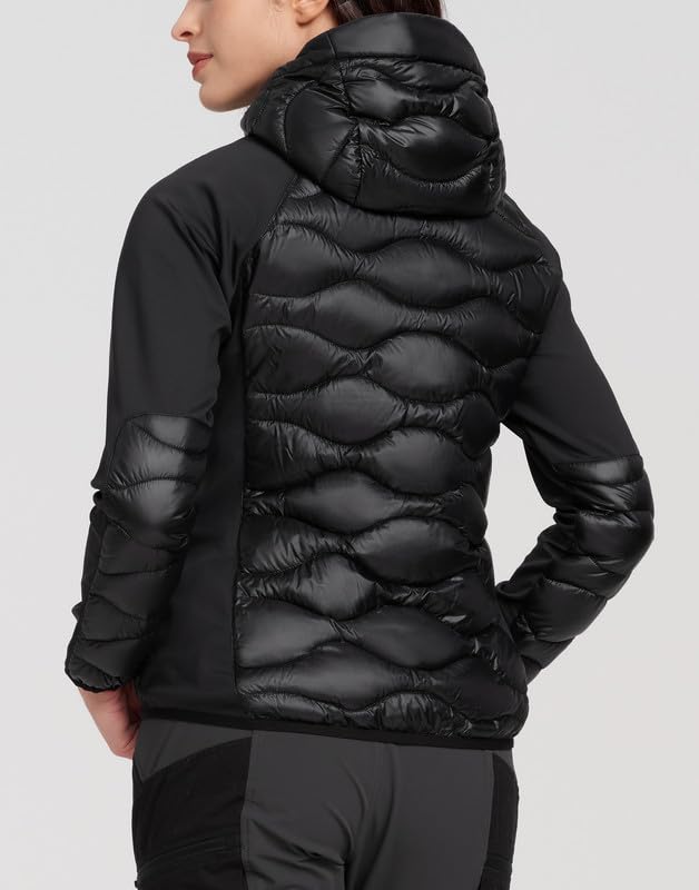 Pioneer Camp Veste Hybride Femme Légère et Coupe-Vent avec Capuche, Respirante et Imperméable – Veste de Running Automne Hiver pour Golf, Sport et Plein Air