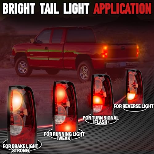 Image of Tail Lights Assembly Fit Chevy Silverado 1500 2500 3500 2003 2004 2005 2006 Chevrolet HD 1500HD 2500HD Rear Brake Turn Signal Back Up Bulb Lamp Taillight Left Driver Right Passenger Side