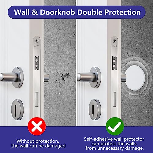 3 1/4 In Wall Protector Round, 10 Pack Doorknob Wall Shield Guard Door Stop, Rigid Vinyl Hard Wall Protection Pads White With Self Adhesive Sticker, Home Master Hardware #TOP1