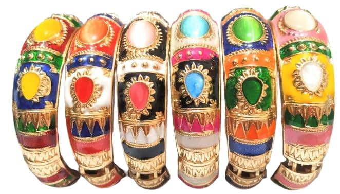 BriKSHi Enamel Gold Plated and Cubic Zirconia Bangles Bracelet for Women & Girls Red Pack of 2