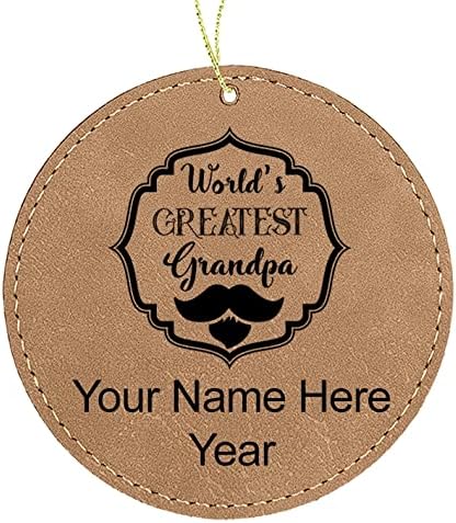 Miniatura 3 de LaserGram Personalized Christmas Ornament, World's Greatest Grandpa, Faux Leather, Custom Laser Engraved Gift Idea (Round Shape, Black with Silver)