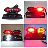 Universal Cat Eye Custom Motorcycle Tail Brake License Plate light BLACK RED