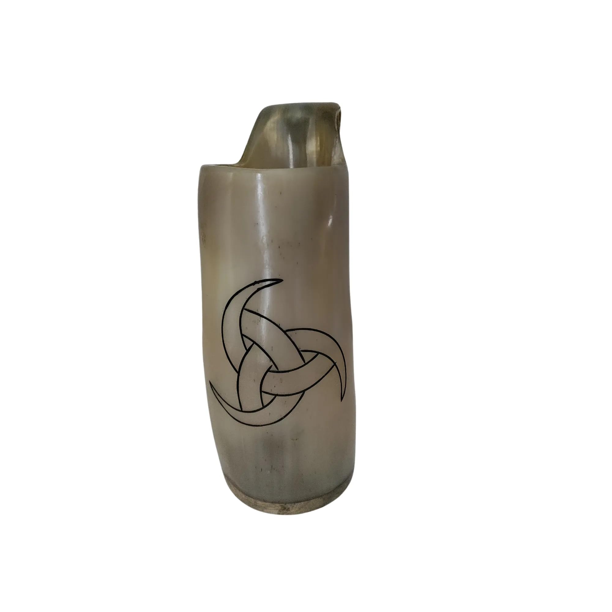 Jarra de cuerno natural pulido taza vikinga premium de colección con base de madera tallada