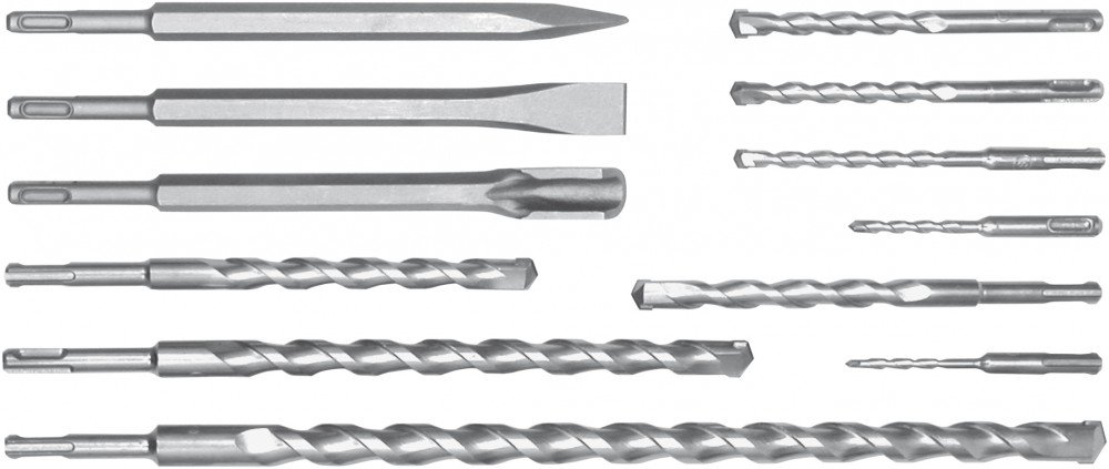 KOTARBAU SDS-Plus Bohrer & Meißel Set 12-tlg. – Für Beton, Mauerwerk Und Ziegel, Mit Hartmetall-Spitzen