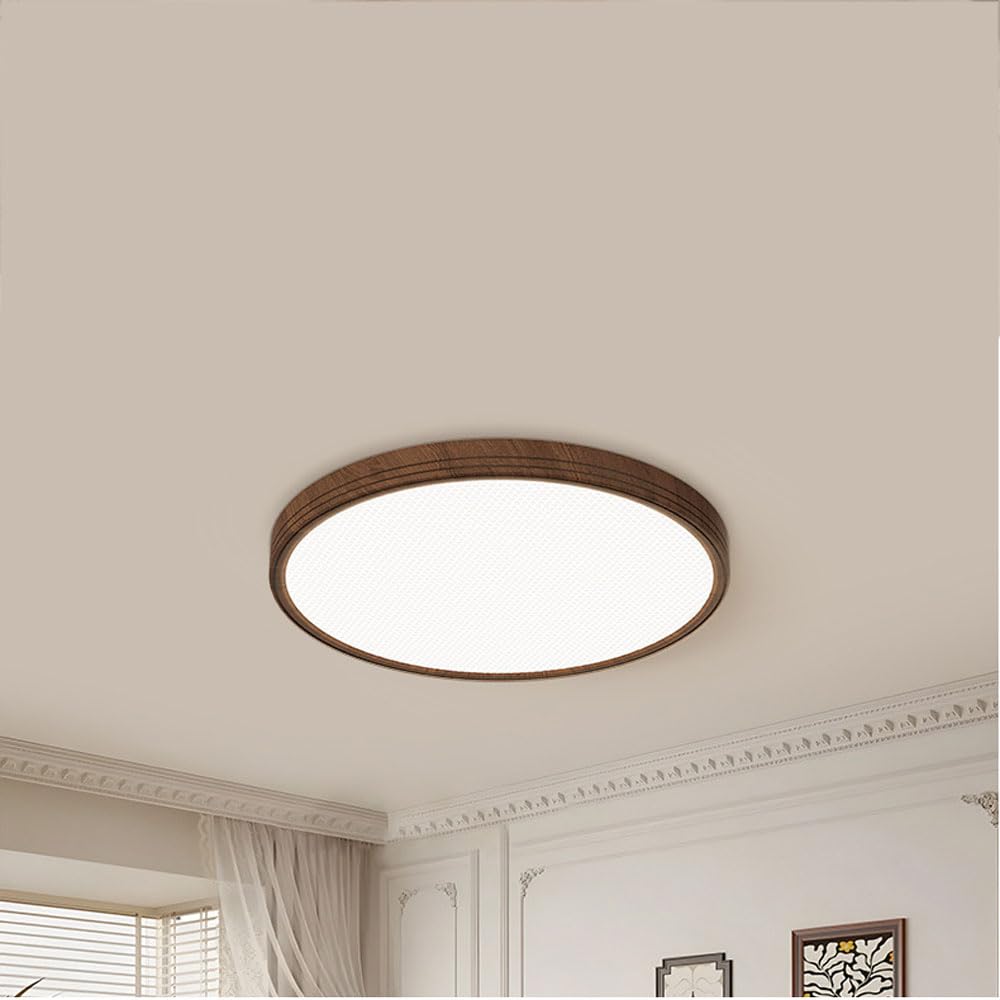 Plafonnier LED encastré 48W en bois de noyer au design moderne et épuré haut de gamme