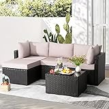 Waleaf Outdoor Wicker Patio Furniture Sets All Weather Sectional PE Rattan Couch,Outside Lawn...