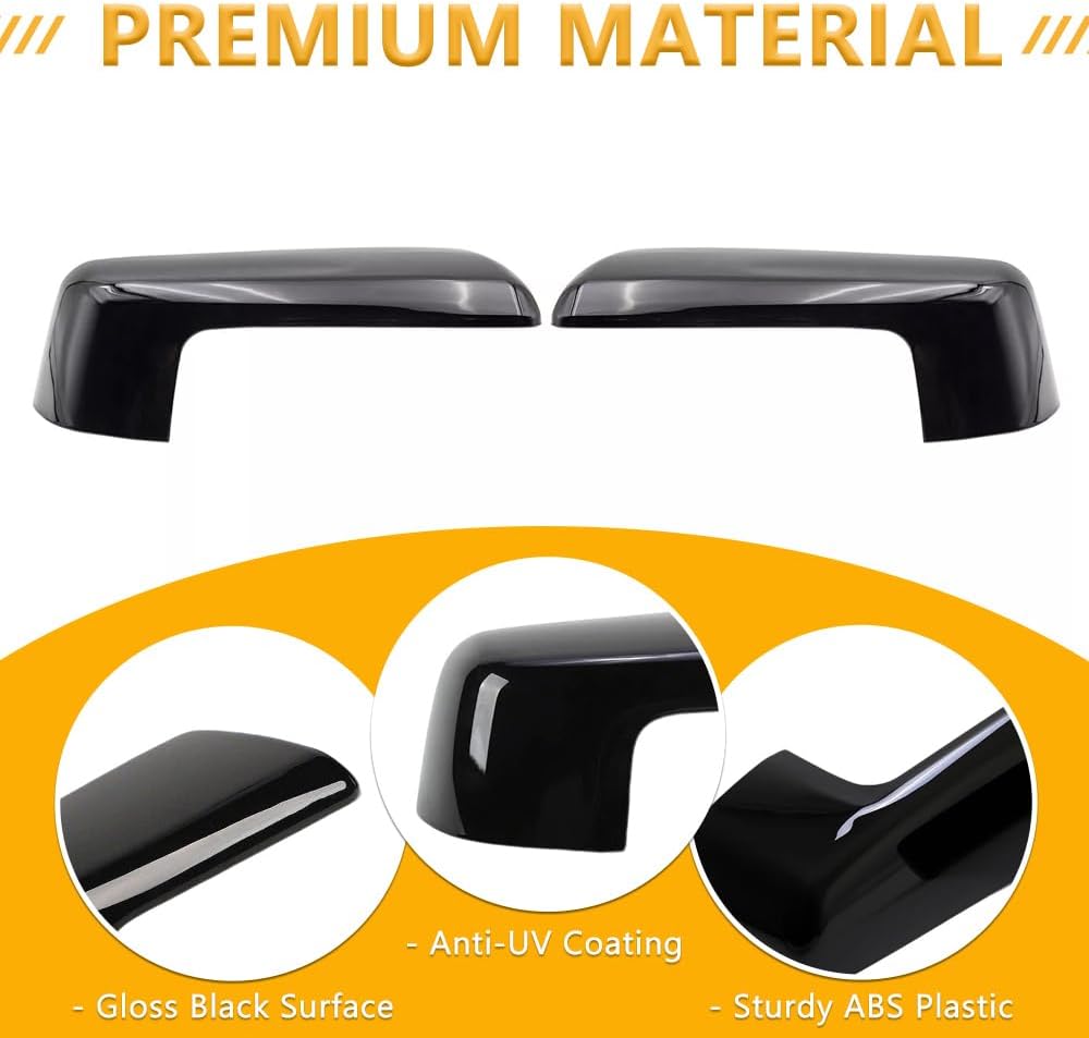 Mirror Caps Fitment for 2019-2025 Chevy Silverado 1500/GMC Sierra 1500 2PCS-Set (Black, Silverado/Sierra 19-24)