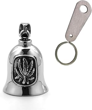 Leaf Motorcycle Ride Bell, Stainless Steel Bell Biker Accessory,Guard Riding Safety