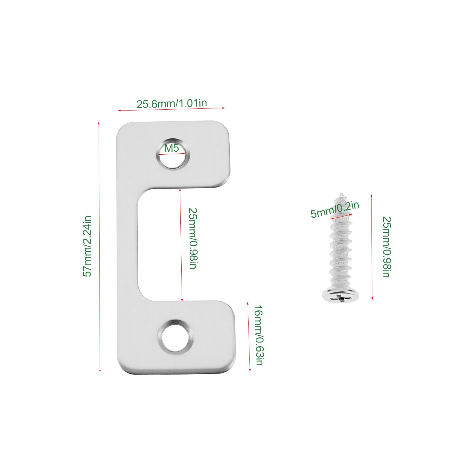 Create idea 2pcs Adjustable Strike Plate for Exterior Doors 201 Stainless Steel Door Frame Gusset Plate with Screws 57x25.6x25mm 5x25mm - Image 4