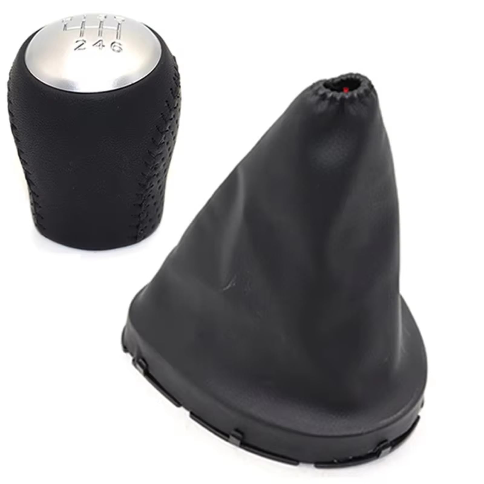 HILLAR Car Gear Stick Knob for Nissan for Qashqai J10 2006-2015 for X-Trail T31 Gearbox Gaiter Stick 6 Speed Gear Shift Knob Boot Lever Gaitor Shifter(Set Silver)