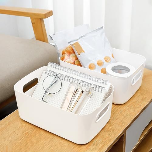LYLIDIA Aufbewahrungsbox Kunststoff Klein 20 cm 10 Stück Aufbewahrungskorb mit Griffen Küchenschrank Organizer Box Körbe Aufbewahrung Kunststoffbox für Badezimmer Regal Kunststoffbox