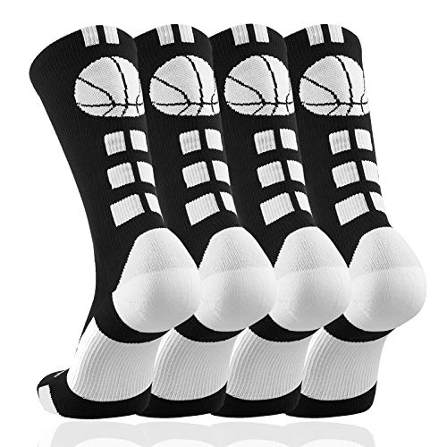 Elite Basketball Socks with Basketball Logo, Soft & Light Athletic Crew Socks2