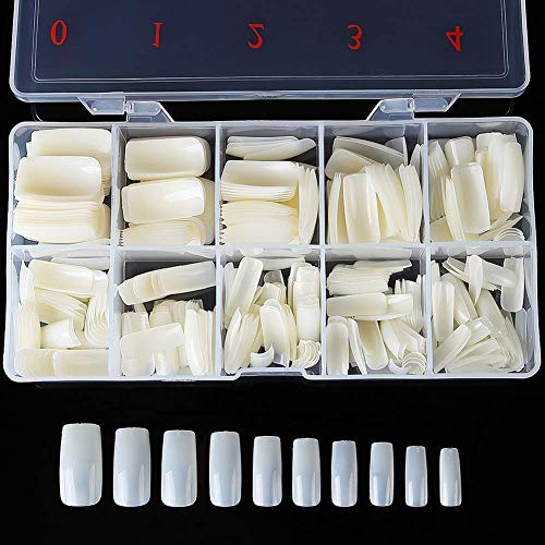 Buqikma 500Pcs French Fake Nail Tips Full Cover Manicure Lady Artificial Nail Art Tips with Box