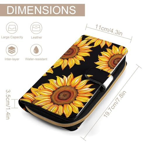 Sunflower Unisex Wallet Cute Elegant Long Slim Card Holder Case Minimalist Coin Purse Clutch Wallets2