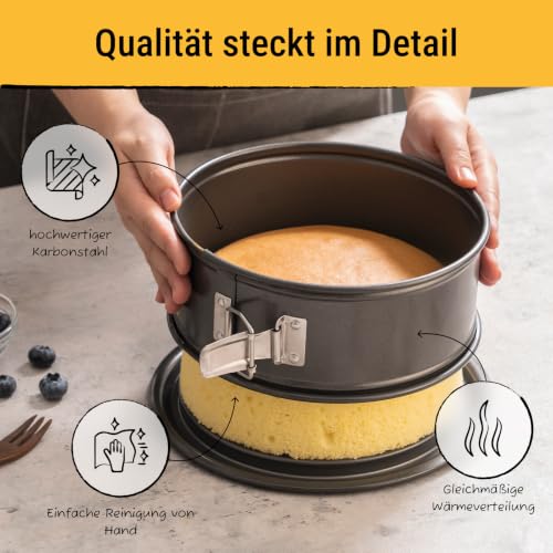 Springform rund – Birkmann – grau, Ø 26 cm, 9 cm hoch, Karbonstahl, Marken-Antihaftbeschichtung, mit Auslaufschutz… – Ansicht 4