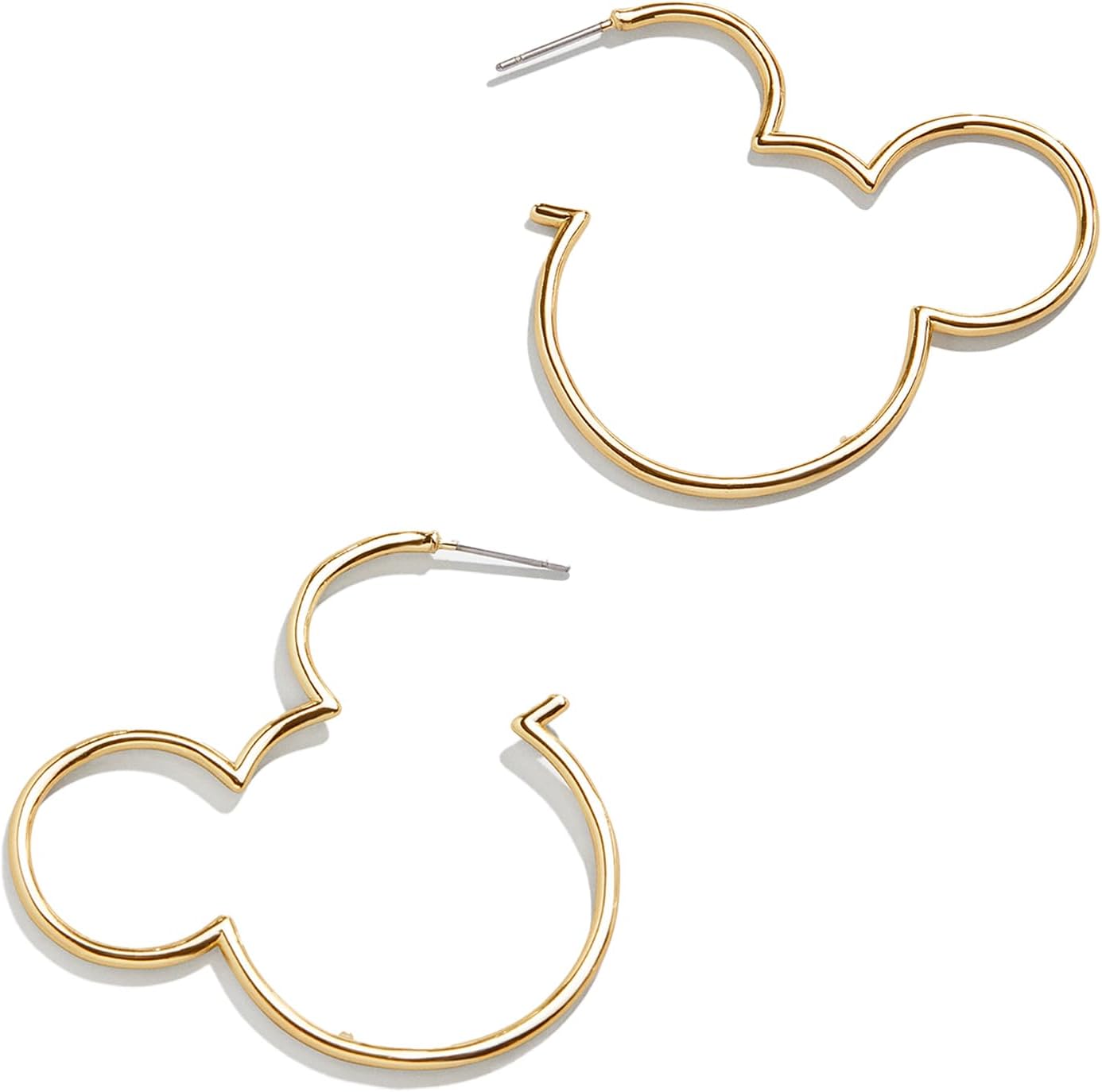 BaubleBar Disney Mickey Mouse Outline Gold-Plated Hoop Earrings - Simple Mickey Mouse Silhouette Hoop Earrings, Gold-Plated Earrings for Women, Disney Jewelry and Accessories, Women’s Fashion Jewelry
