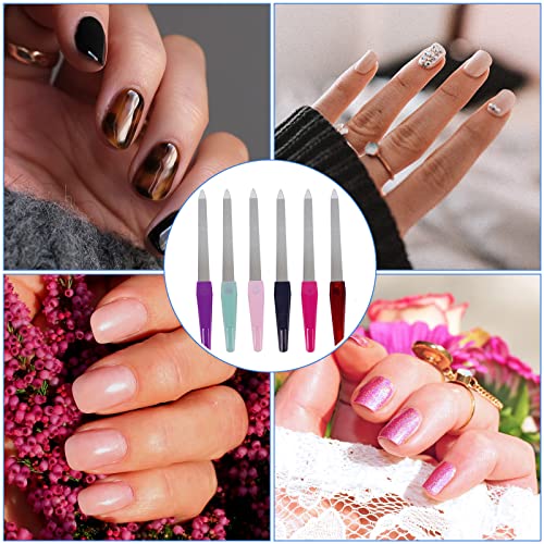 Metal Nail File (6 Pcs), Nail Files For Natural Nails Made Of Stainless Steel, Sword Fingernail Files With Sharp Pointed Tip Non Slip Handle, Diamond Finger Nail Filers For Women Sapphire Grit #TOP6
