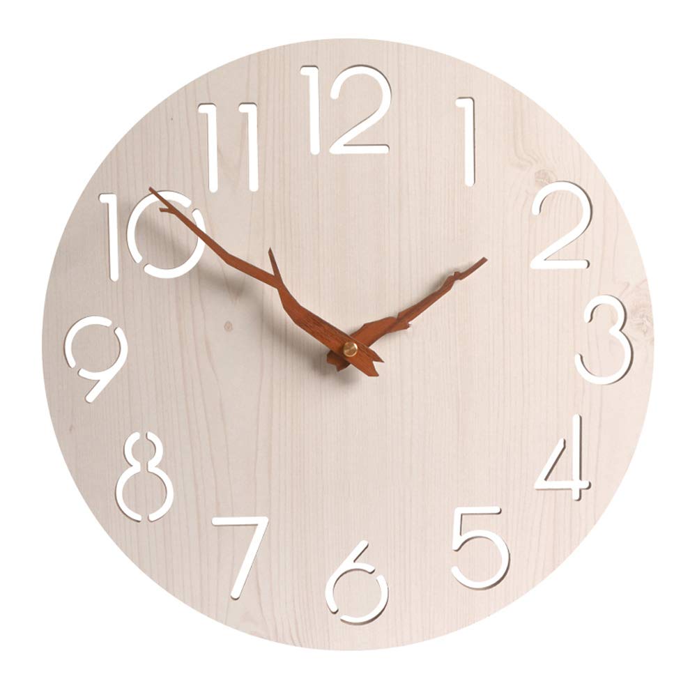 Wall Clock Modern Wooden Quartz Clock, Sweeping Movement, Quiet, Time Accurate, Home Decoration Accessories, 12 Inches / 14 Inches