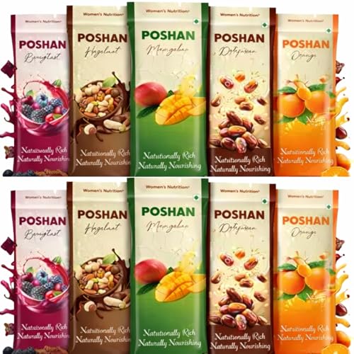 Image of POSHAN Women's Nutrition Protein Bar, 40 g | 8g Protein with 4G Fiber |No Added Sugar, 100% Vegetarian & Gluten-Free| Made with Dates, Ragi and Superfoods|No Trans Fat| Pack pf 10