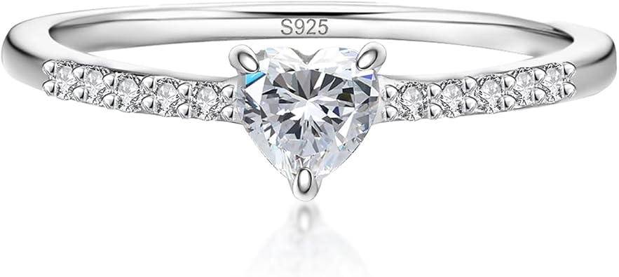Heart Moissanite Promise Ring for Her