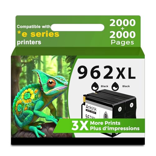 962XL 2 Black Ink Cartridges Replacement for HP 962 XL Work for OfficeJet Pro 9015e 9018e 9025e 9010 9015 9018 9020 9025 9012 9010e 9014e 9016e 9019e 9020e 9022e 9026e 9027e 9028e Printer, 2 Pack