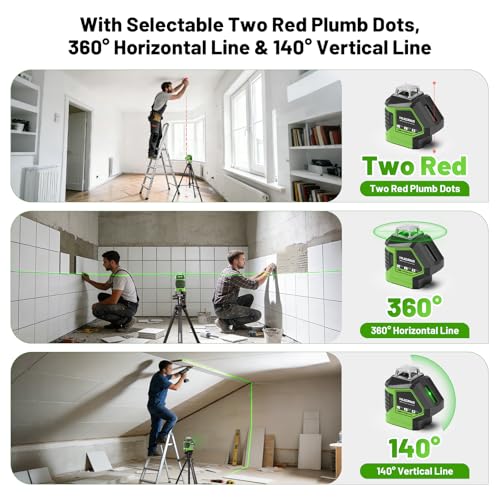 Image of Laser Level with Tripod 60 Inch, Huepar Self Leveling Laser Level with 2 Plumb Dots -Green Cross Line Laser Leveler Tool with 360 Horizontal and 140 Vertical Line for Construction & Home Use 621CGT