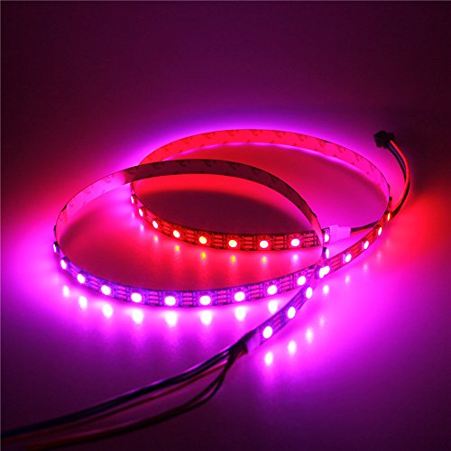 ALITOVE 3.2ft 60 Pixels WS2812B Individual Addressable RGB LED Strip Light Programmable WS2811 IC Built-in 5050 LED Rope Lamp DC5V Black PCB Non-Waterproof Compatible with Arduino, Raspberry Pi - Thumbnail 6