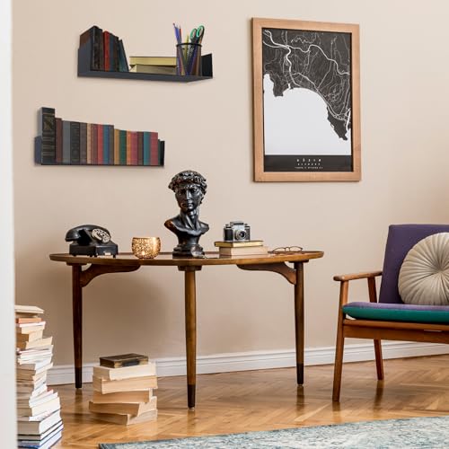 Image of U Shape Floating Shelves Wall Mount Metal Bookshelf CD DVD Storage Display Shelves, Black Set of 6