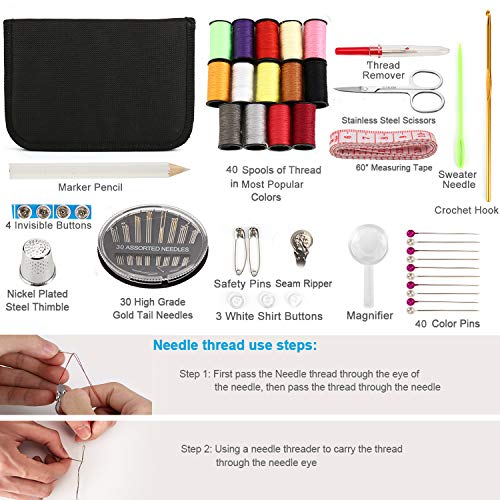 Image of Sewing Kit, Sewing Kit for Adults, Needle and Thread Kit, Travel Sewing Supplies, Large 128PCS, Basic, Beginner Sewing Kits, Contains Sewing Needles, Thread etc(L)