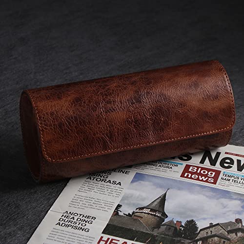 Genuine Napa Leather Watch Roll Travel Case For 3 Watches - Travel Watch Rolls And Leather Watch Display Cases With Velvet Interior - Watch Storage Organizer Men's By Caliberwatch #TOP7