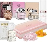 Scentown Mini Perfumes for Women (Set of 5) – Designer Perfume Samples for Women Packed in an Elegant Gift Box – Includes Moschino, Jimmy Choo, Chloé, Versace & Empty Refillable Perfume Atomizer