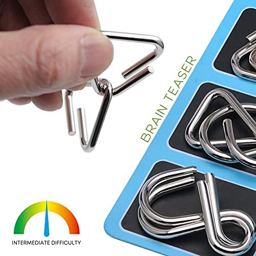 KAILIMENG Metal Puzzle, Brain Teaser Metal Wire Puzzles for Kids and Adults - Mind Game 3D IQ Jigsaw, Set of 8 (Blue Style) 2 51fAVtrFodS. AC