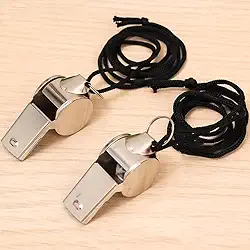 Apito de aço inoxidável com cordão, apito esportivo muito alto, perfeito para árbitros, treinadores, emergências, esportes ao ar livre