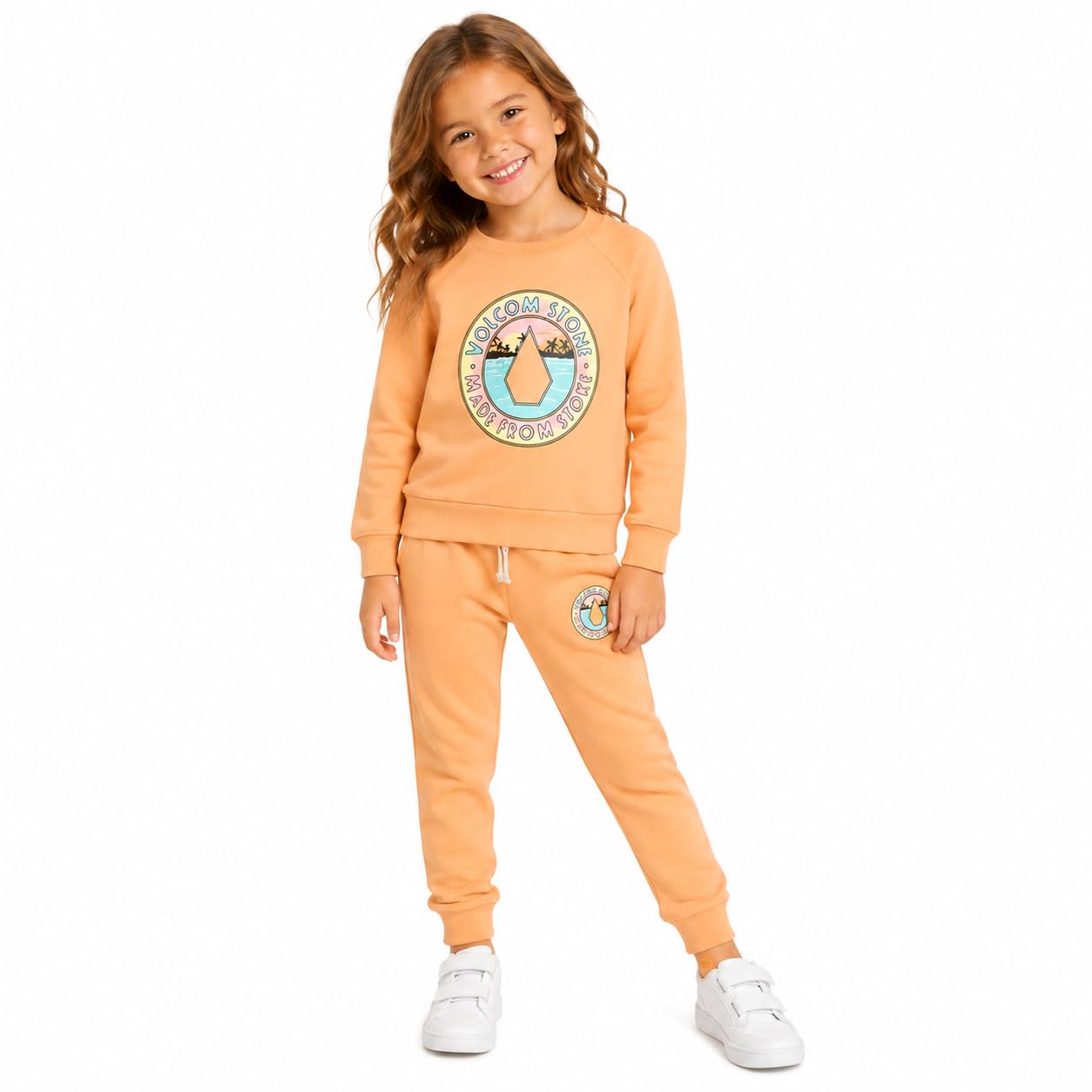 Volcom Set tuta da bambina – 2 pezzi felpa girocollo in spugna francese e pantaloni da jogging per ragazze (2T-6X)