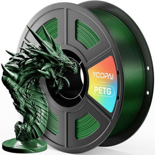 YOOPAI ArmyGreen PETG Filament 1.75mm, 1KG 3D Printer Filament, Pre-Dried, Strong Layer Adhesion & Toughness, Neatly Wound & Vacuum Sealed for FDM 3D Printers
