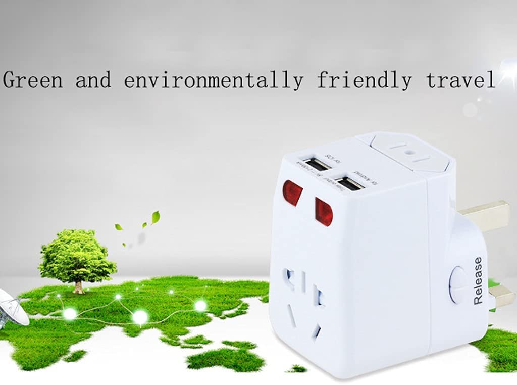 Adaptador de Enchufe de Viaje Europeo Internacional con Puertos USB en Todo el Mundo Adaptador de Viaje Universal Todo en uno para EE. UU. UE Reino Unido AUS