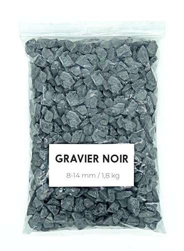 Landare Gravier Noir 1,8Kg - Gravier Aquarium - Gravier Decoratif - Cailloux Decoratif - Gravier Jardin Exterieur - Galet - Cailloux Aquarium Decoration (8-14...