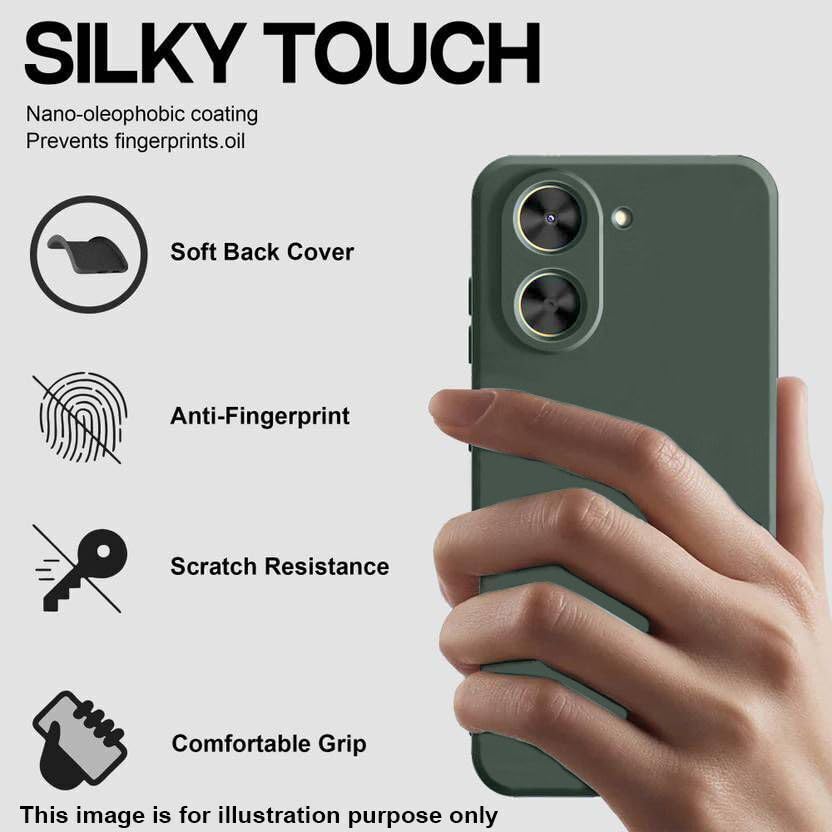 Image of Knotyy Back Cover for Realme C83 5G | Soft Micro-Fibre Lining Inside | Camera Protection Bump | Shockproof Back Cover Case for Realme C83 5G (Green)