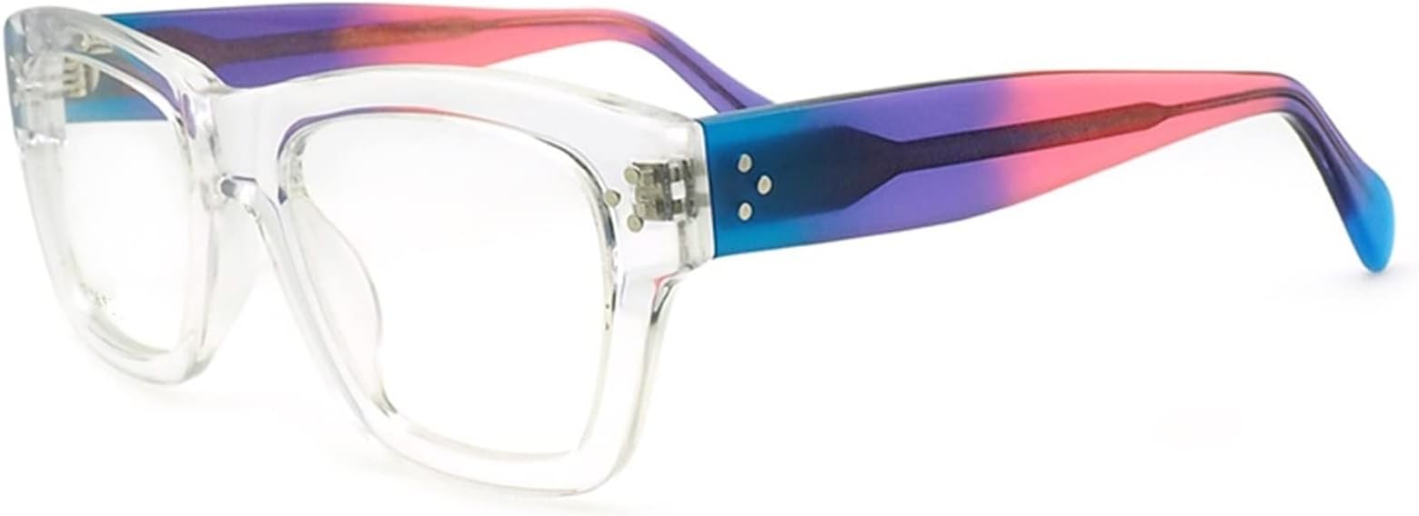 USCAAUSCAA Eyeglass Frames Women Vierkante Brillen Frames Vrouwen Oversize Bril Frames Rainbow Blue Brillen Transparante