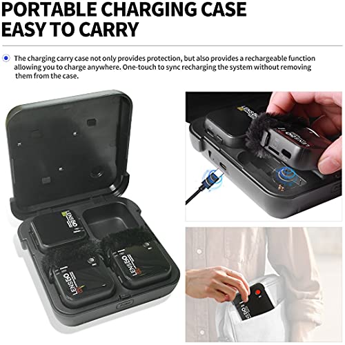 Image of LENSGO 348C 2.4G Wireless USB Unidirectional Lavalier Microphone System, TF Card Slot Compact 2 Transmitter And 1 Receiver Wireless Lapel Lav Mic (348-2 TX & 1 RX) (Black)