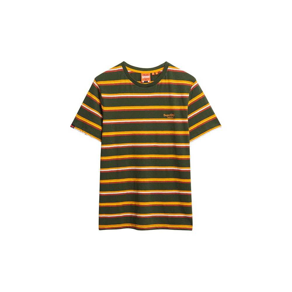 Superdry Essential Stripe Short Sleeve T-Shirt L Green