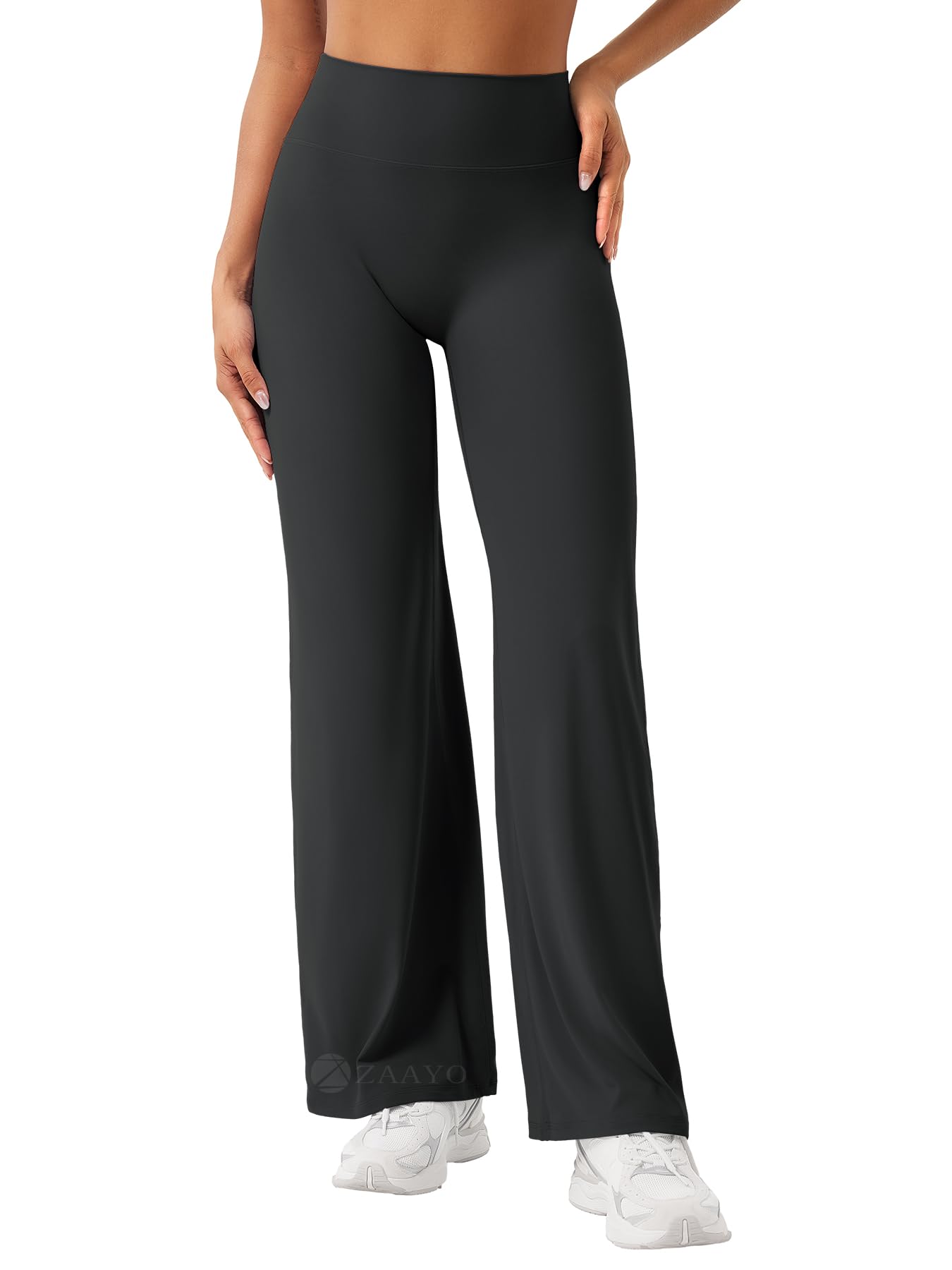 ZAAYO Nahtlose Straight Leggings Damen Hohe Taille Flared Leggings Yoga Hosen Sport Yoga Legging Damen Gym Yoga Pants Schlaghose-Regular/Lang/Extra Lang