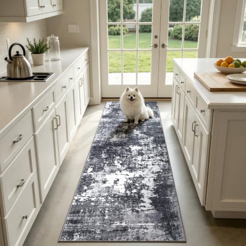 Sasttie 2x6 Runner Rug, Modern Abstract Hallway Rug, Black & White