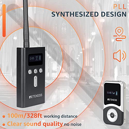 Retekess T130S Sistema de Guia Turística Inalámbrico con Micrófono, Operación con Una Tecla, 20H, Equipo de Traducción para Iglesia y Fábrica (3 Transmisores y 35 Receptores) miniatura 4
