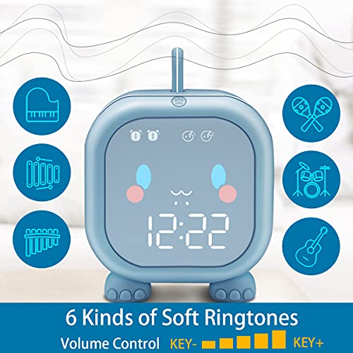Kids Alarm Clock With Dinosaur, Digital Alarm Clock For Kids Bedroom, Cute Bedside Clock Children's Sleep Trainier, Wake Up Light And Night Light With Usb For Boys Girls Birthday Gifts. (Blue) #TOP6