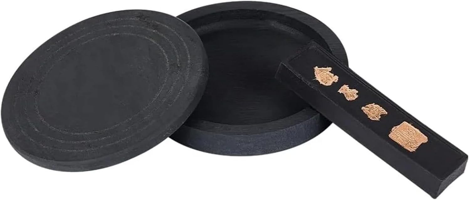 Calligraphy Inkstone Set with Ink Stick Traditional for Practice and Painting Research