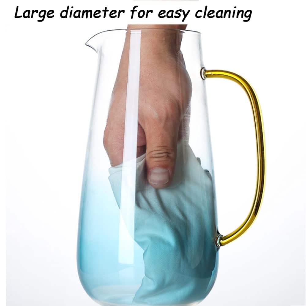 Nff Jarra De Cristal, Jarra De Agua De Cristal De 1,5 L con Tapa, Azul Degradado con Asa Jarra De Cristal Adecuada For Té, Zumo, Café, Limonada (Size : 2L)