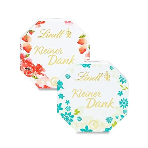 Lindt Schokolade Pralinen Kleiner Dank | 4x40g (Farbmix)| 4 Pralinés je Packung, Sorten: Marc de Champagne, Coeur à L'Orange, Amarettotrüffel, Marzipan Gianduja| Pralinengeschenk | Schokoladengeschenk