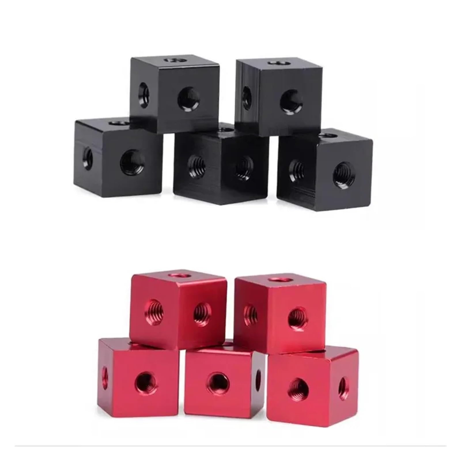 Bloque de tuercas con orificios for tornillos M3, M4, M5 y M6 de 6 lados, aleación de aluminio, conexión de bloqueo, soporte de tuerca cuadrada, placa de rosca de fijación, bloque de cubo(Silver,10pcs